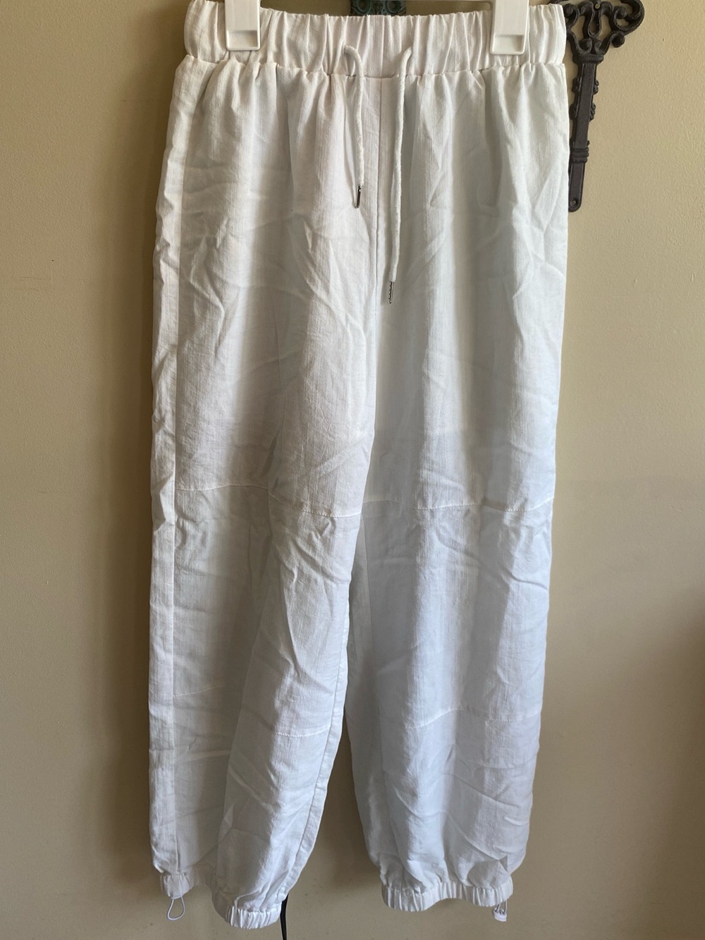 SHEIN White Drawstring Linen-Blend Jogger Pants